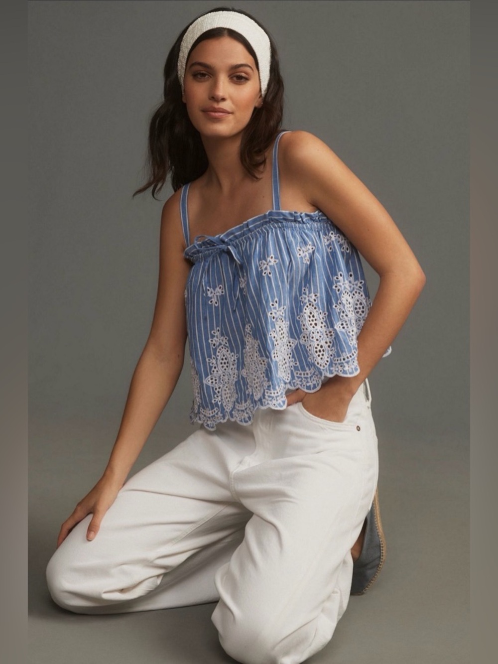 Maeve by Anthropologie Eyelet-Border Tank